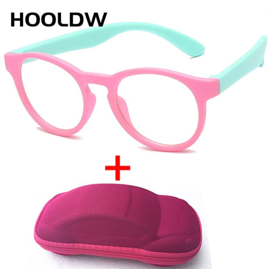 New Anti Blue Light Kids Glasses Round Silicone Children Eyewear Boy Girls Optical Frame Computer Transparent Eyeglasses UV400