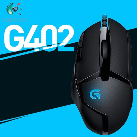 Original Logitech G402 Hyperion Fury Gaming Mouse Optical 4000DPI High Speed for PC Laptop Windows 10/8/7 Support Official Test