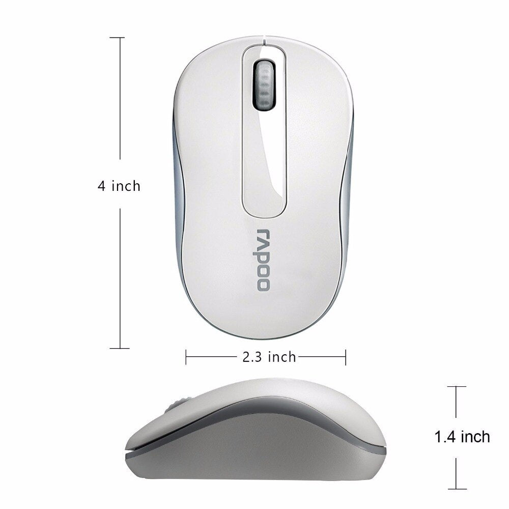 Original Rapoo 2.4G Mini Optical Wireless Mouse Reliable 1000DPI Mice with Nano USB Receiver for Computer Laptop Desktop Office