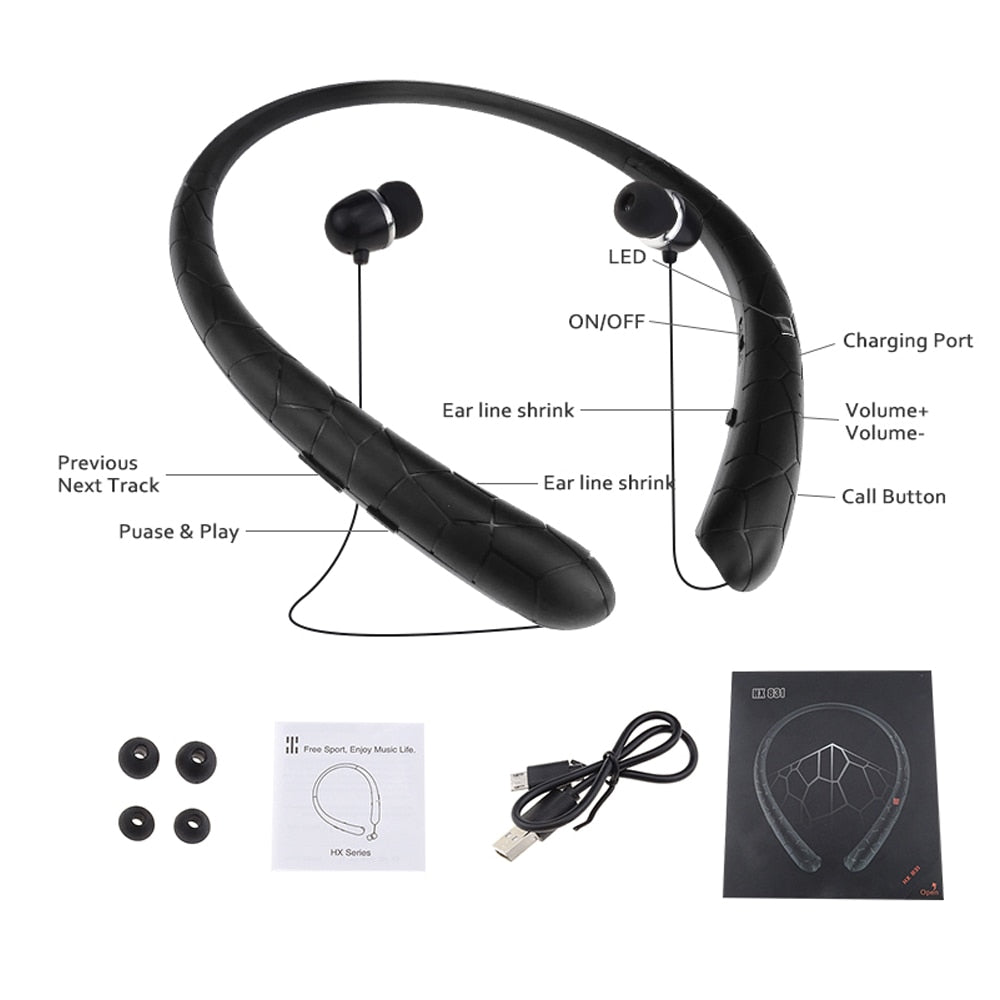 Brand New Anti-Sweat Neckband Headset Wireless Sports Bluetooth Stereo Wireless Earplugs Double In-ear Shrink Line CSR Stereo